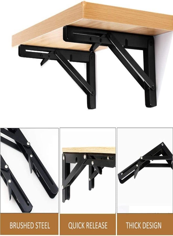JUDEE Folding Shelf Brackets, Heavy Duty Stainless Steel Collapsible Bracket Wall Mounted DIY Foldable Brackets for Table Desk Workbench Wall Mounted Brackets (30 CM) - Image 2